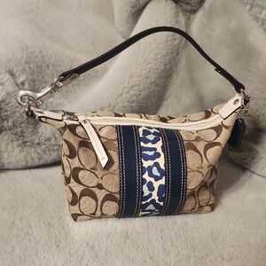 Coach Tan and Blue Shoulder Bag